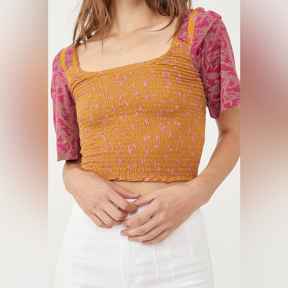 Free People Marigold Tee in Golden Combo